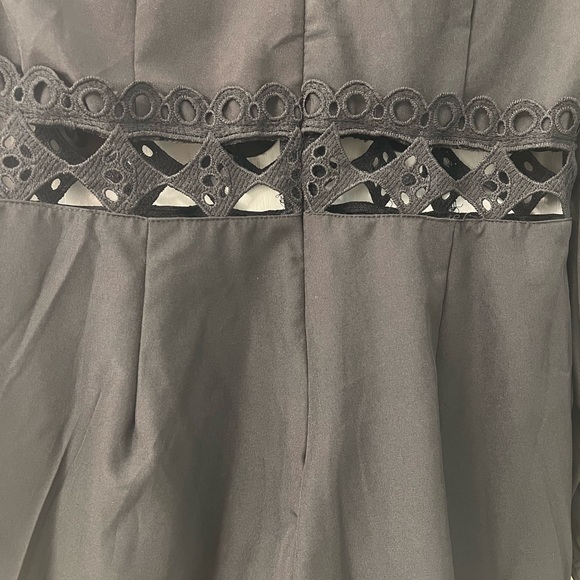 Black Lace Embellished Romper long sleeve - Picture 2 of 6